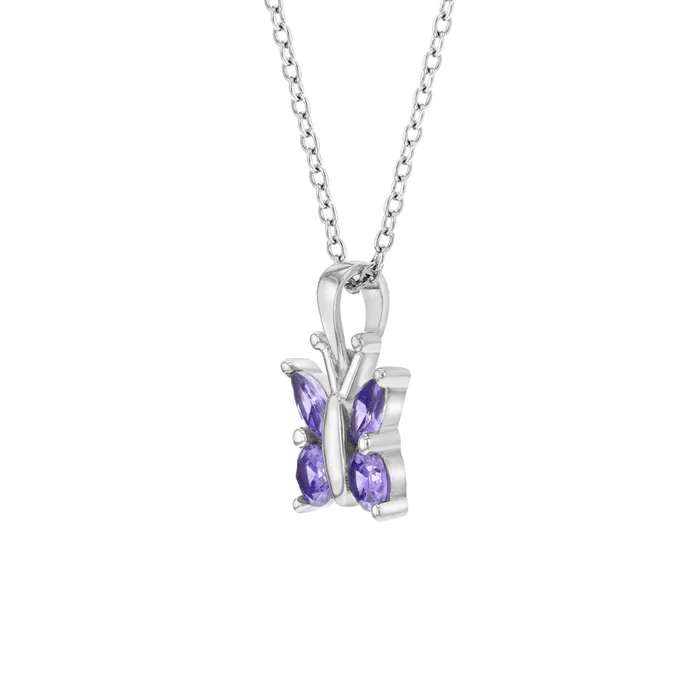 Necklaces Kids Necklaces Pendants CZ Butterfly Kids Childrens Girls PendantNecklace Sterling Silver