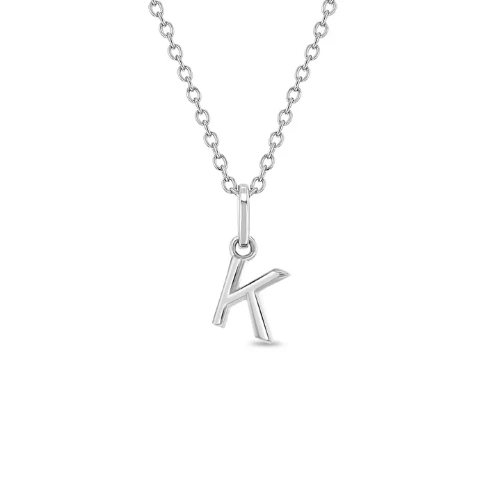 Necklaces Kids Necklaces Pendants Tiny Initial Letter Kids Teen PendantNecklace Sterling Silver