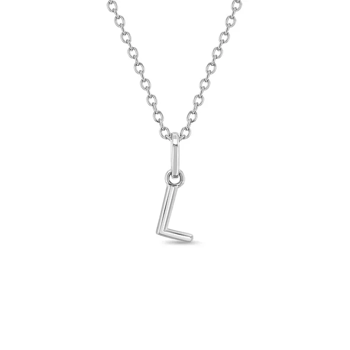 Necklaces Kids Necklaces Pendants Tiny Initial Letter Kids Teen PendantNecklace Sterling Silver