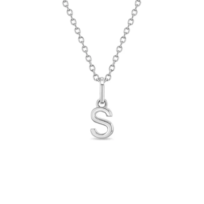 Necklaces Kids Necklaces Pendants Tiny Initial Letter Kids Teen PendantNecklace Sterling Silver