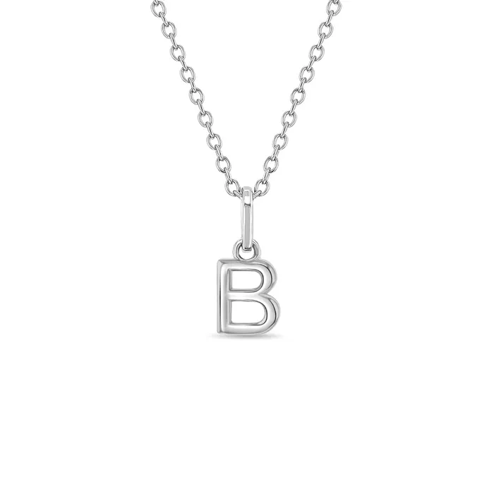Necklaces Kids Necklaces Pendants Tiny Initial Letter Kids Teen PendantNecklace Sterling Silver