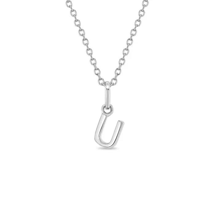Necklaces Kids Necklaces Pendants Tiny Initial Letter Kids Teen PendantNecklace Sterling Silver