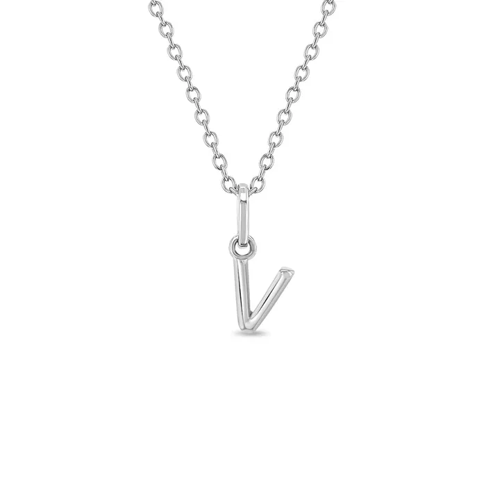 Necklaces Kids Necklaces Pendants Tiny Initial Letter Kids Teen PendantNecklace Sterling Silver