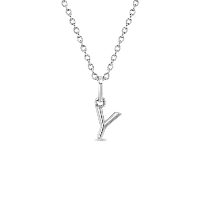 Necklaces Kids Necklaces Pendants Tiny Initial Letter Kids Teen PendantNecklace Sterling Silver