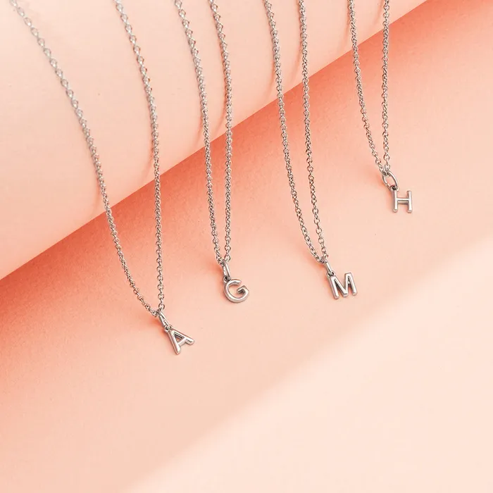 Necklaces Kids Necklaces Pendants Tiny Initial Letter Kids Teen PendantNecklace Sterling Silver