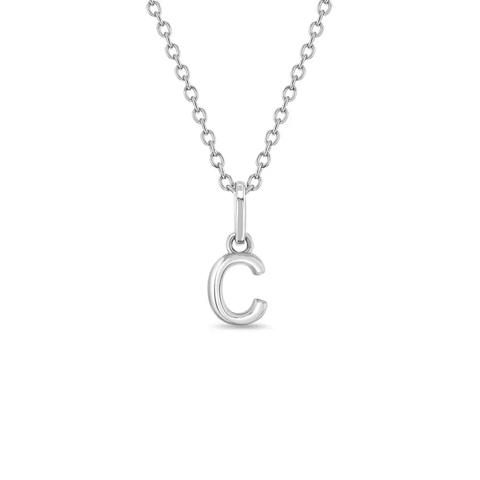 Necklaces Kids Necklaces Pendants Tiny Initial Letter Kids Teen PendantNecklace Sterling Silver