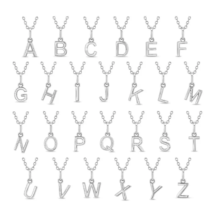 Necklaces Kids Necklaces Pendants Tiny Initial Letter Kids Teen PendantNecklace Sterling Silver