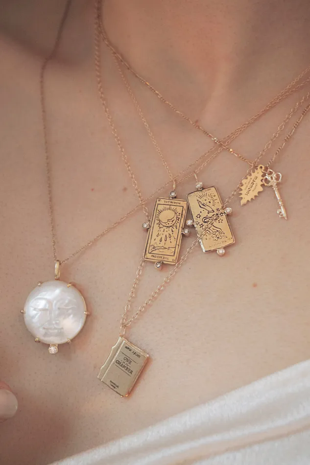 Necklaces Sofia Zakia Diamond Magician Tarot Card Necklace READYTOSHIP
