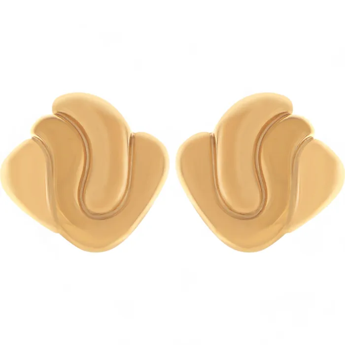 Refined by AnnaKaci Earrings Gold Tone Sculptural Swirl Stud Earrings Bold Modern Design Refined by AnnaKaci Earrings Gold Tone Sculptural Swirl Stud Earrings Bold Modern Design
