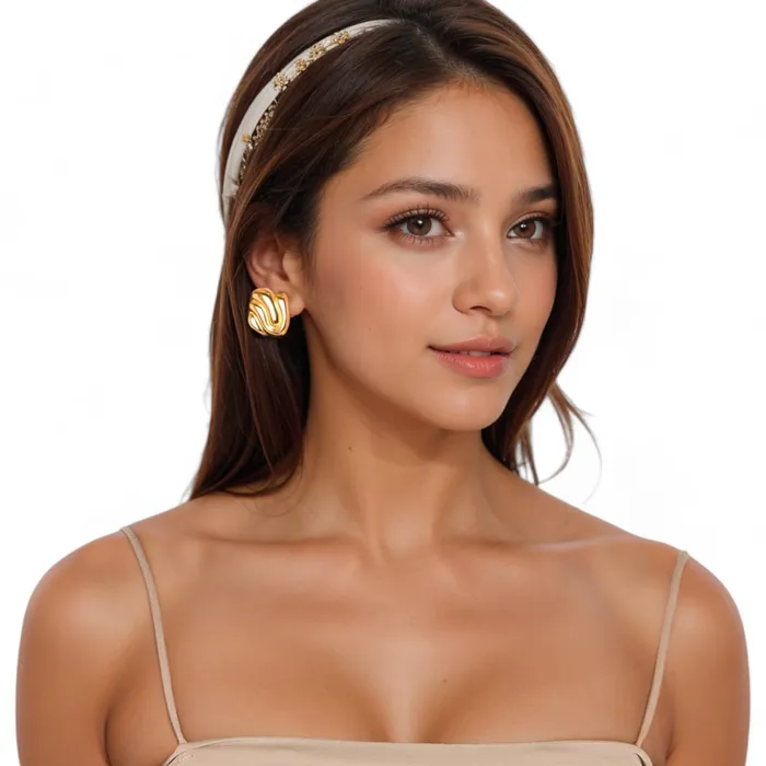 Refined by AnnaKaci Earrings Gold Tone Sculptural Swirl Stud Earrings Bold Modern Design Refined by AnnaKaci Earrings Gold Tone Sculptural Swirl Stud Earrings Bold Modern Design