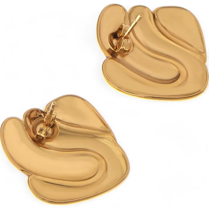 Refined by AnnaKaci Earrings Gold Tone Sculptural Swirl Stud Earrings Bold Modern Design Refined by AnnaKaci Earrings Gold Tone Sculptural Swirl Stud Earrings Bold Modern Design