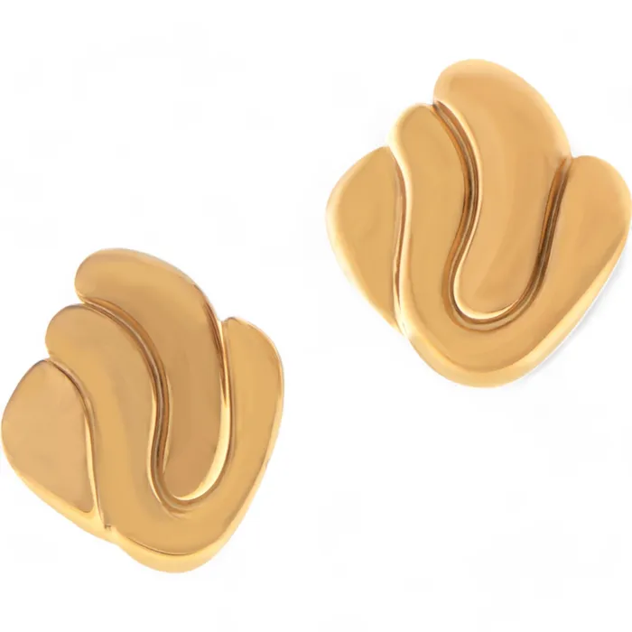 Refined by AnnaKaci Earrings Gold Tone Sculptural Swirl Stud Earrings Bold Modern Design Refined by AnnaKaci Earrings Gold Tone Sculptural Swirl Stud Earrings Bold Modern Design