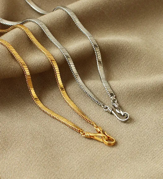 Refined by AnnaKaci Necklaces Snake Bone Flat Chain 18K Gold Plated Necklace Refined by AnnaKaci Necklaces Snake Bone Flat Chain 18K Gold Plated Necklace