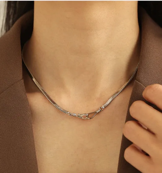 Refined by AnnaKaci Necklaces Snake Bone Flat Chain 18K Gold Plated Necklace Refined by AnnaKaci Necklaces Snake Bone Flat Chain 18K Gold Plated Necklace