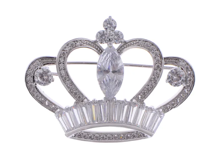 Refined by AnnaKaci PreStyled Sets Crown Cubic Zirconnia Gold Plated Brooch Pin