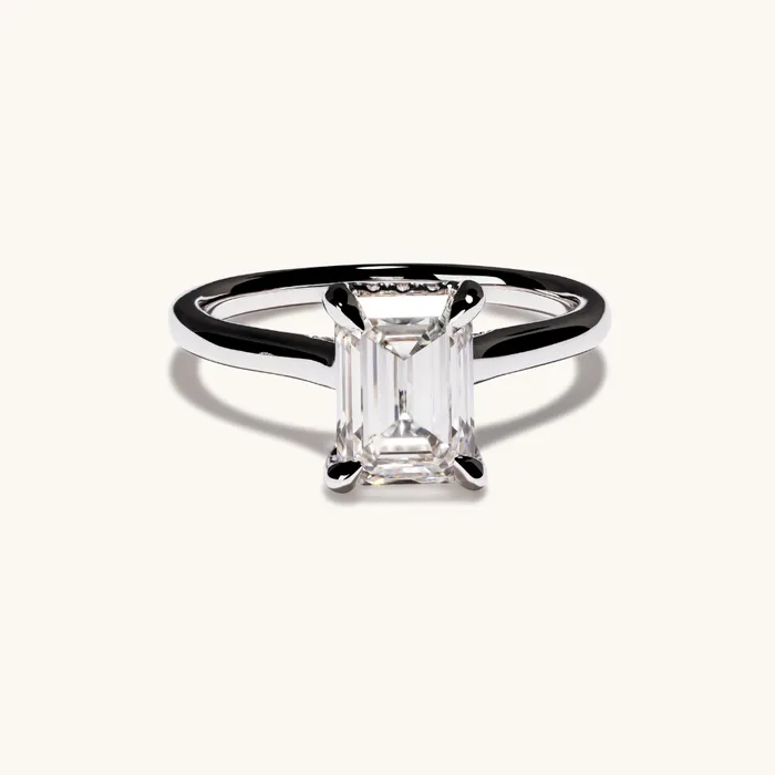 Rings 202 Emerald Lab Diamond Engagement Ring with Hidden Halo Happy Jewelers