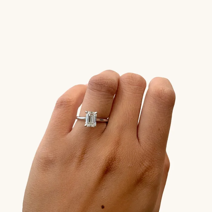 Rings 202 Emerald Lab Diamond Engagement Ring with Hidden Halo Happy Jewelers