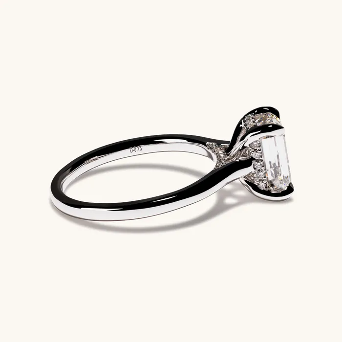 Rings 202 Emerald Lab Diamond Engagement Ring with Hidden Halo Happy Jewelers