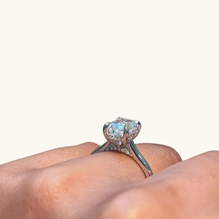 Rings 202 Emerald Lab Diamond Engagement Ring with Hidden Halo Happy Jewelers
