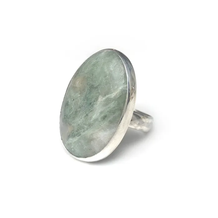 Rings aliceeden Aventurine Oval Gemstone Ring Set in Sterling Silver OPTIMISM