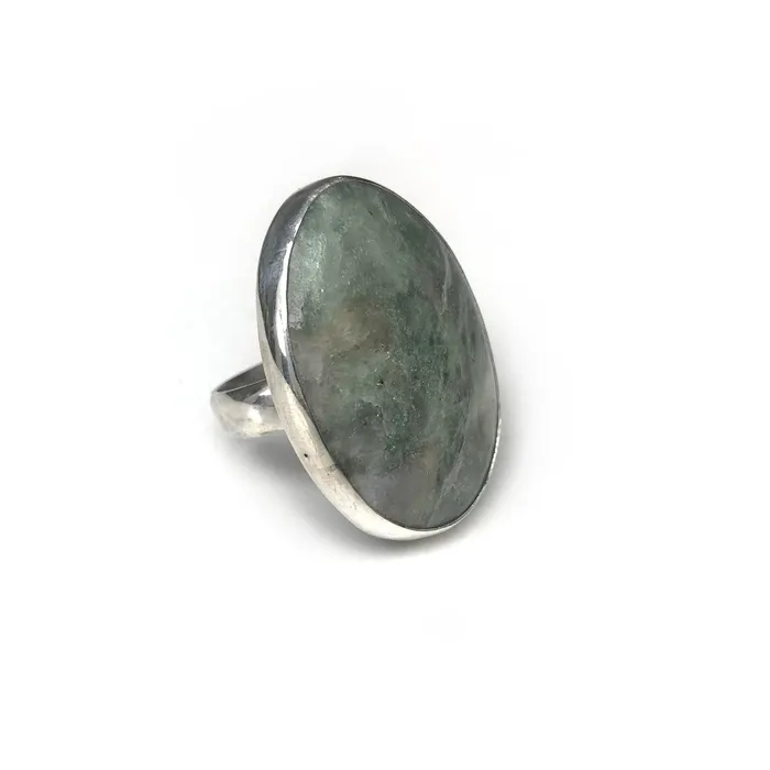 Rings aliceeden Aventurine Oval Gemstone Ring Set in Sterling Silver OPTIMISM