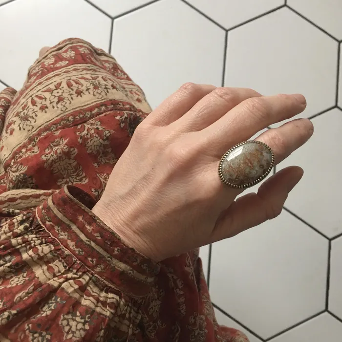 Rings aliceeden Mexican Lace Agate Gemstone Ring set in 9ct Gold JOY