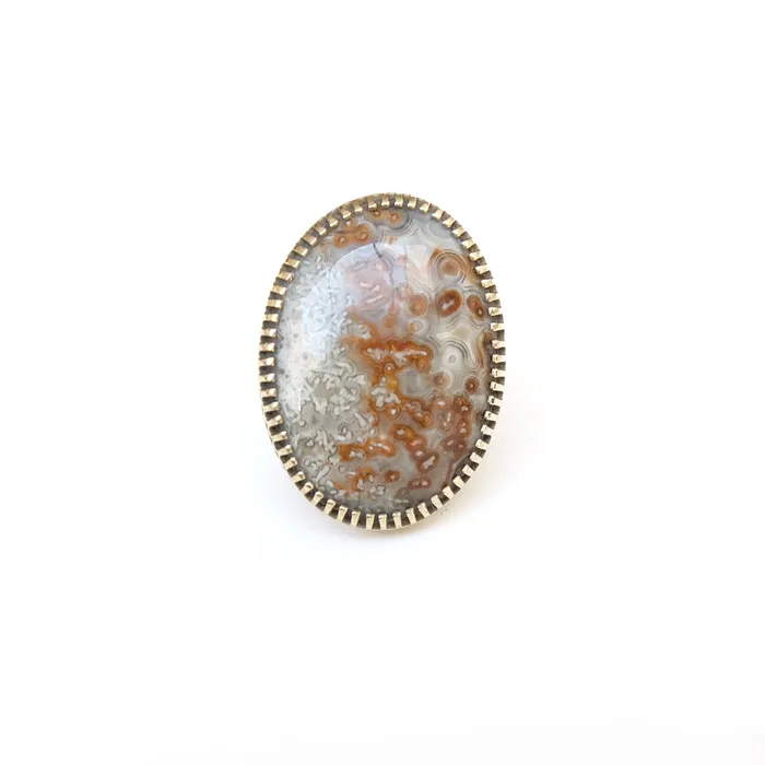 Rings aliceeden Mexican Lace Agate Gemstone Ring set in 9ct Gold JOY