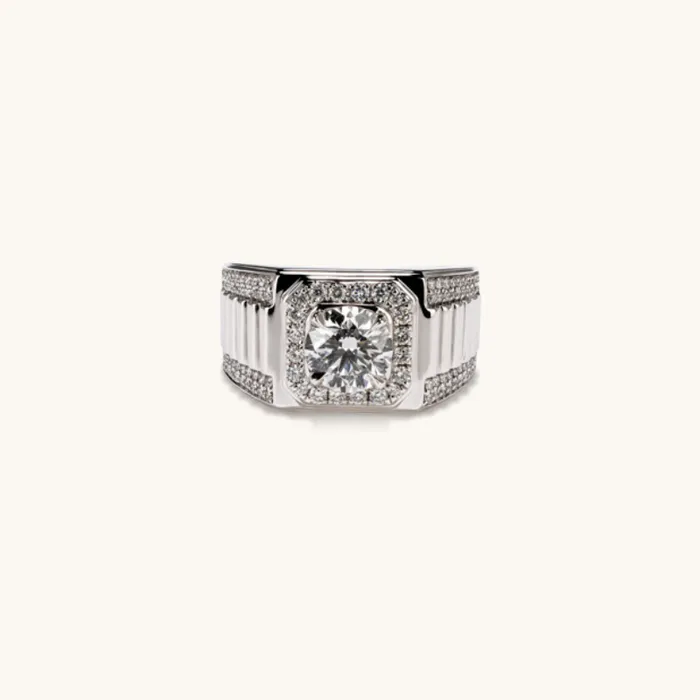 Rings Happy Jewelers 159 Round Brilliant Cut Lab Diamond Mens Ring