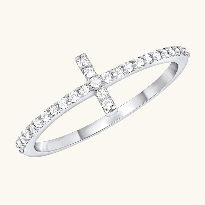 Rings Happy Jewelers Thin Diamond Cross Ring