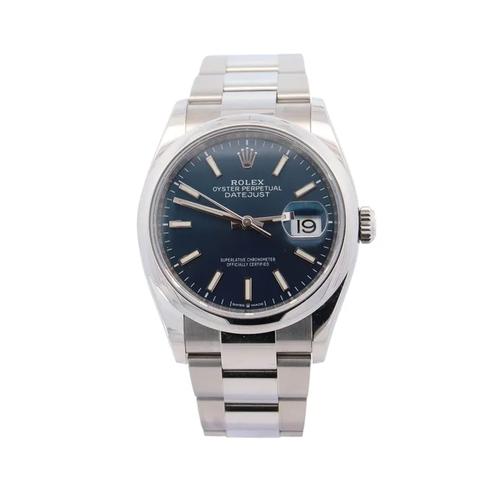 Rolex Datejust Stainless Steel 36mm Blue Stick Dial Watch Reference 126200 Happy Jewelers Watches Rolex Datejust Stainless Steel 36mm Blue Stick Dial Watch Reference 126200 Happy Jewelers Watches