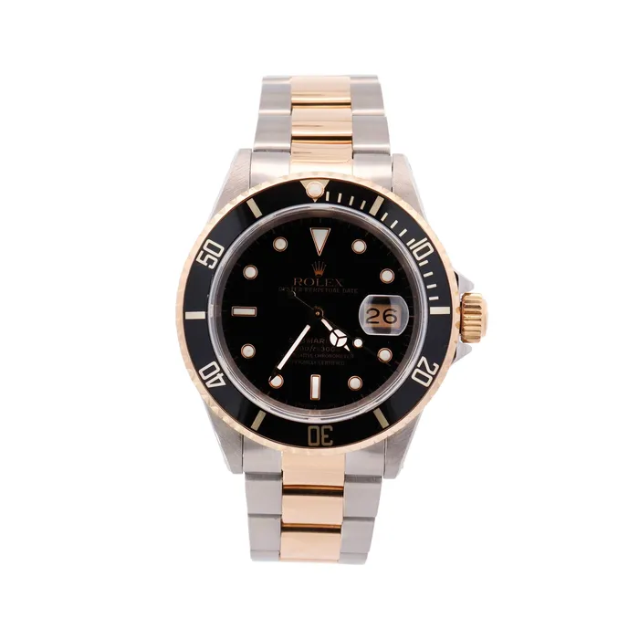 Rolex Submariner TwoTone Stainless Steel Yellow Gold 40mm Black Dot Dial Watch Reference 16613 Happy Jewelers Rings Rolex Submariner TwoTone Stainless Steel Yellow Gold 40mm Black Dot Dial Watch Reference 16613 Happy Jewelers Rings