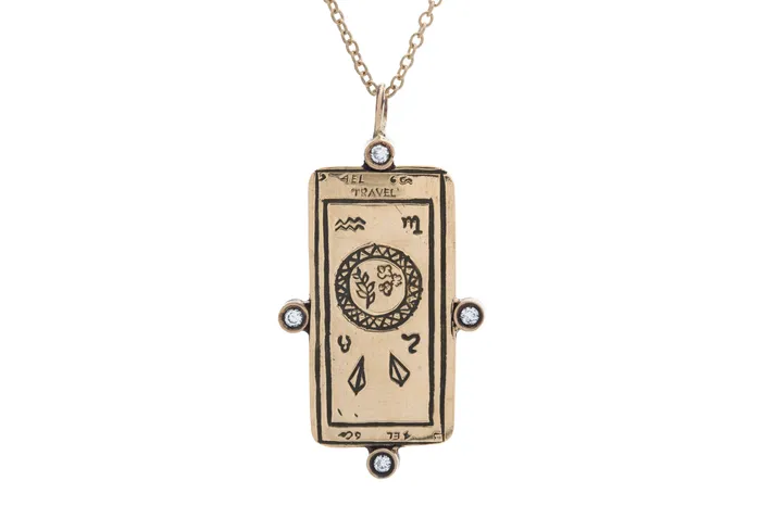 Sofia Zakia Diamond Travel Tarot Card Necklace Necklaces