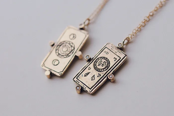 Sofia Zakia Diamond Travel Tarot Card Necklace Necklaces