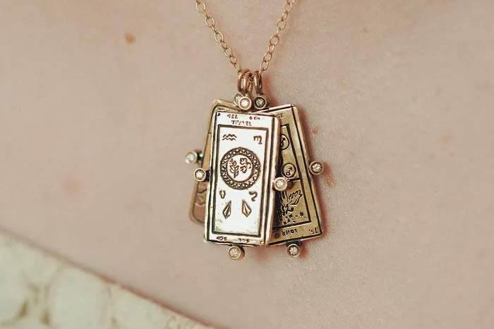 Sofia Zakia Diamond Travel Tarot Card Necklace Necklaces
