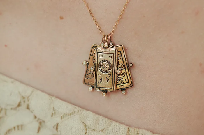 Sofia Zakia Diamond Travel Tarot Card Necklace Necklaces