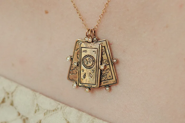 Sofia Zakia Diamond Travel Tarot Card Necklace Necklaces