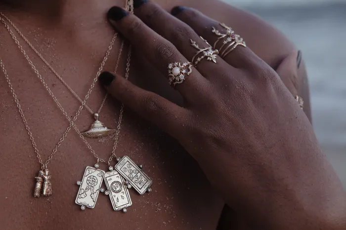Sofia Zakia Diamond Travel Tarot Card Necklace Necklaces