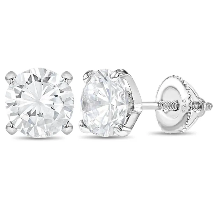 Solitaire Clear CZ Womens Earrings Sterling Silver Womens Earrings Earrings