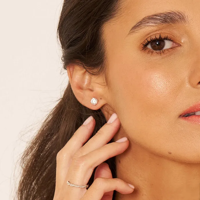 Solitaire Clear CZ Womens Earrings Sterling Silver Womens Earrings Earrings