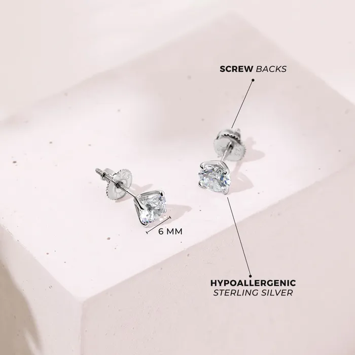 Solitaire Clear CZ Womens Earrings Sterling Silver Womens Earrings Earrings