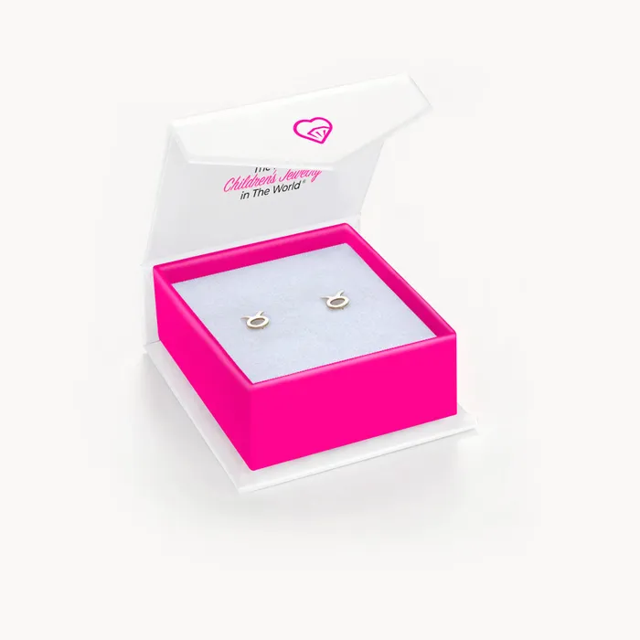 Split 14k Gold Dainty Taurus Zodiac Baby Toddler Kids Earrings Safety Screw Back Earrings