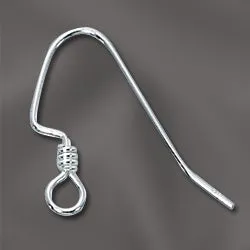 SS120 Sterling Silver Earring Findings Curved With Coil Pkg 1 Pair Findings Connection Earrings SS120 Sterling Silver Earring Findings Curved With Coil Pkg 1 Pair Findings Connection Earrings