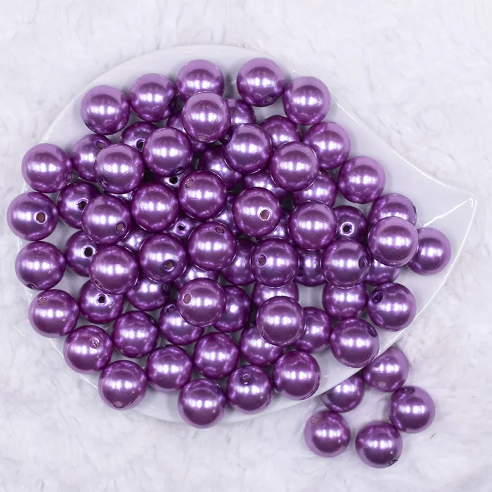 The BumbleBead Company Earrings 16mm Iris Purple Faux Pearl Acrylic Bubblegum Beads