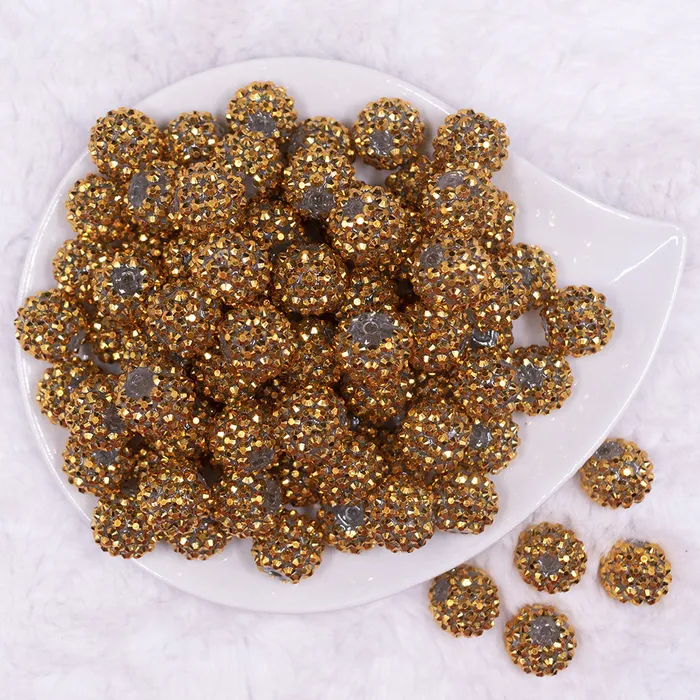 The BumbleBead Company PreStyled Sets 16mm Gold Rhinestone AB Chunky Bubblegum Jewelry Beads