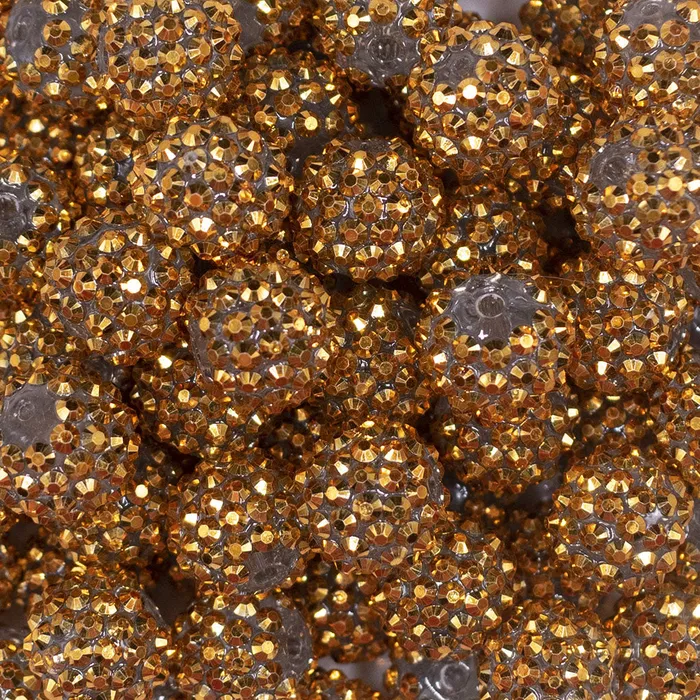The BumbleBead Company PreStyled Sets 16mm Gold Rhinestone AB Chunky Bubblegum Jewelry Beads
