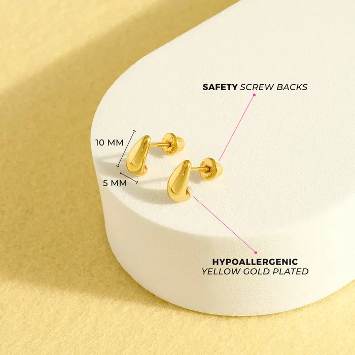 Tiny Teardrop Kids Childrens Girls Earrings Screw Back Gold Plated Sterling Silver Kids Screw Back Earrings Earrings