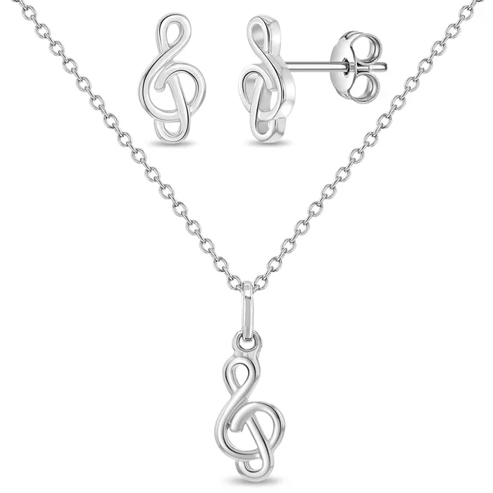 Treble Clef Kids Childrens Girls Jewelry Set Sterling Silver Kids Jewelry Sets Earrings Treble Clef Kids Childrens Girls Jewelry Set Sterling Silver Kids Jewelry Sets Earrings