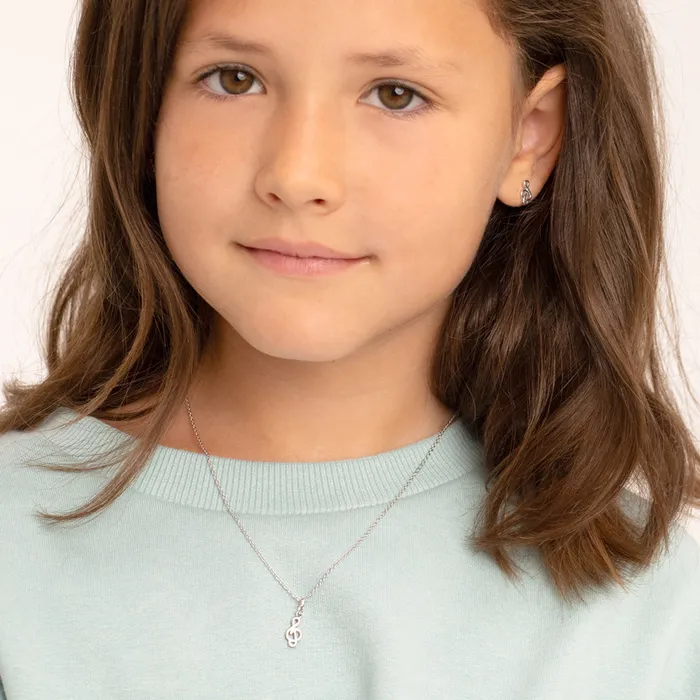 Treble Clef Kids Childrens Girls Jewelry Set Sterling Silver Kids Jewelry Sets Earrings