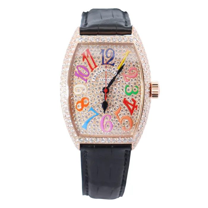 Watches Franck Muller Cintree 35mm Pave Dial Watch Ref 7851 SC D CD COL DR Happy Jewelers Watches Franck Muller Cintree 35mm Pave Dial Watch Ref 7851 SC D CD COL DR Happy Jewelers