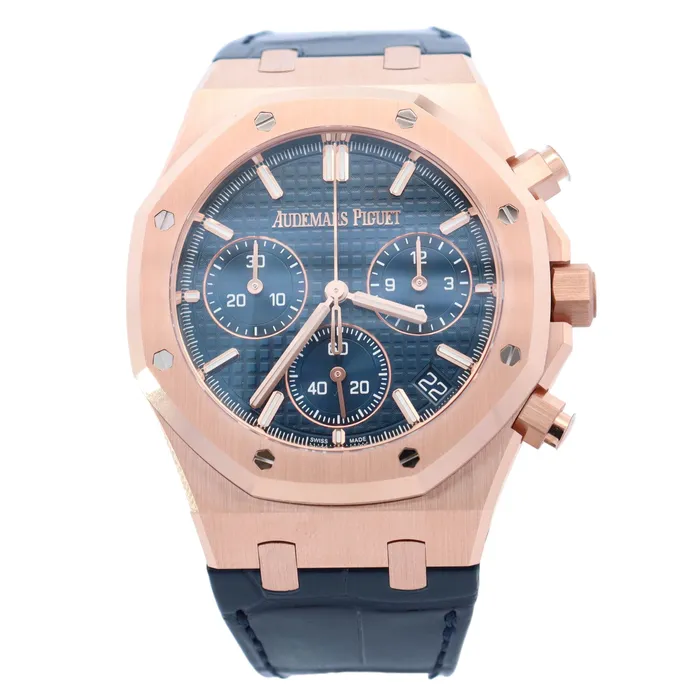 Watches Happy Jewelers Audemars Piguet Royal Oak 41mm Rose Gold Blue Chronograph Dial Watch Reference 26240OROOD315CR02 Watches Happy Jewelers Audemars Piguet Royal Oak 41mm Rose Gold Blue Chronograph Dial Watch Reference 26240OROOD315CR02
